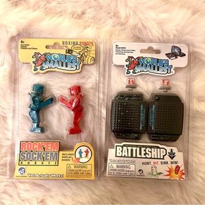 World's Smallest Rock 'Em Sock 'Em Robots & Battleship Set Toy Gift Bundle NWT